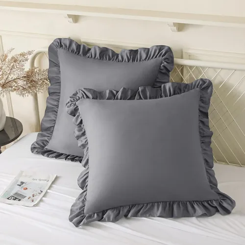 Vista 20 de KKJIAF Paquete de 2 fundas de almohada con volantes de 18 x 18 pulgadas