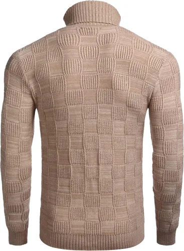 Vista 3 de COOFANDY Suéter de punto de cuello alto para hombre