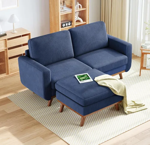 Vista 33 de Vesgantti Sofá modular en forma de U de 119 pulgadas, sofá modular de pana con asiento profundo y soporte de resortes, sofá convertible con 2 Beige
