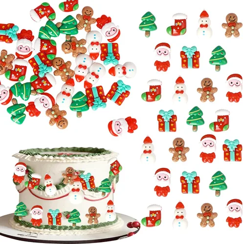 Vista 19 de Paquete de 24 Adornos Navideños Oh Baby para Cupcakes con Sombrero de Navidad con Purpurina, Palillos de Comida para Baby Shower para Niños y Niñas