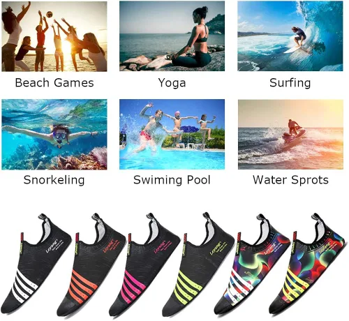 Vista 7 de Leyang - Zapatos acuáticos para mujer hombre niños para deportes de agua secado rápido para natación yoga aeróbic surf