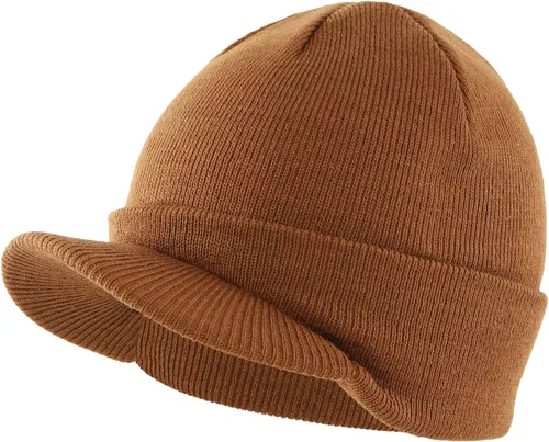 Vista 91 de Home Prefer - Gorro de invierno para hombre con visera, cálida y doble punto.