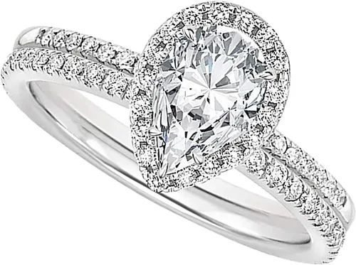 Vista 2 de Anillo de diamante hueco tallado en forma de agua brillante brillante en forma completa moda gota brillante puro amor anillos de diamantes