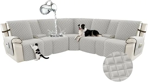 Vista 109 de Arfntevss Fundas para sofá seccional reclinable para sofá seccional en forma de L, funda antideslizante lavable para sofá reclinable con forma de L