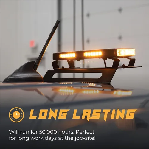 Vista 4 de Putco Hornet™ Barra de Luz Estroboscópica LED Ámbar Sigilosa para Techo, Barra de Luz LED de 16" de Largo - Estroboscópica Ámbar