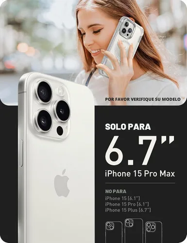 Vista 2 de i-Blason - Funda MagSafe para iPhone 15 Pro Max con protector de pantalla, color blanco