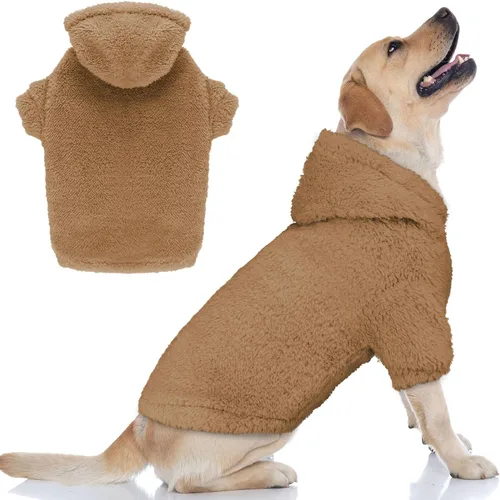 Vista 15 de Suéteres mullidos para perros medianos, suéter con capucha para perro, ropa cálida, suave y acogedora, abrigos para mascotas, sudadera con capucha