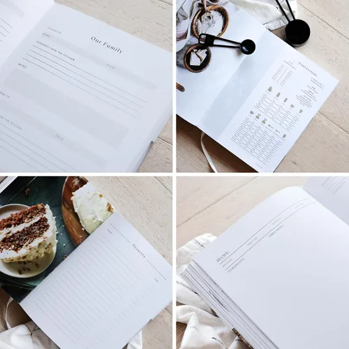 Vista 6 de Libro de Recetas para Escribir Tus Propias Recetas - Gran Diario de Cocina en Blanco Personalizado para la Familia, Contiene 200 Plantillas