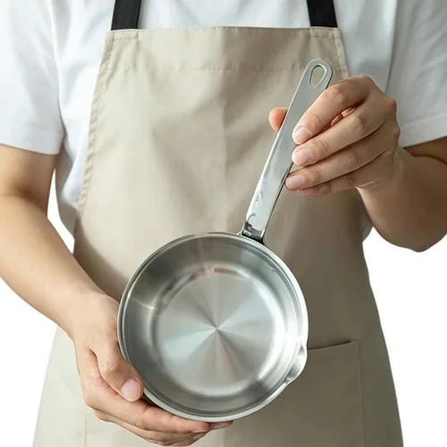 Vista 5 de Mini sartén para huevos, sartén para tortilla de acero inoxidable 304, sartén para salsa de 5.1 pulgadas, mini sartén para calentar mantequilla