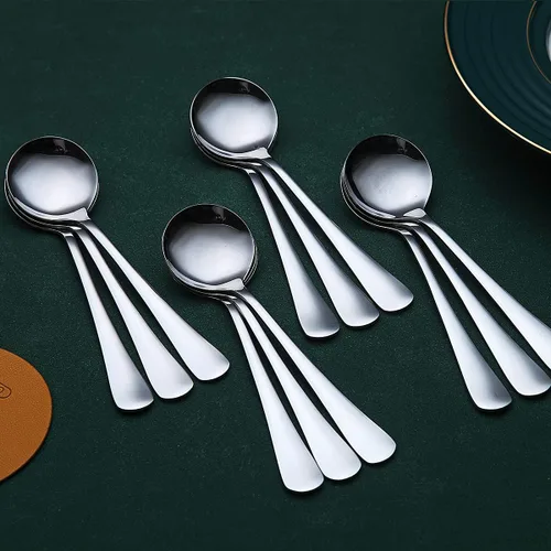 Vista 9 de Berglander - Cucharas redondas de acero inoxidable de 7.5 pulgadas, juego de cucharas de mesa, resistente, fácil de limpiar, apto para lavavajillas