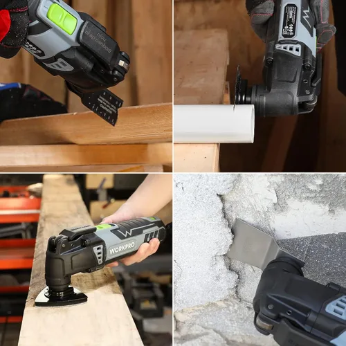 Vista 7 de WORKPRO Kit de múltiples herramientas oscilantes para Navidad, sierra oscilante reemplazable de bloqueo rápido con cable de 3.0 amperios con 7