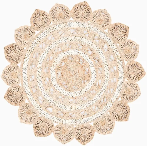 Vista 2 de SAFAVIEH Natural Fiber Round Collection NF160B - Alfombra redonda de yute de 3 pies, hecha a mano, estilo bohemio y con encanto
