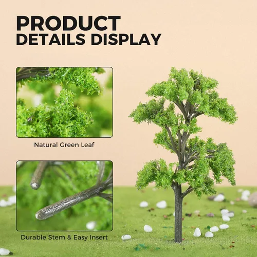 Vista 2 de Yetaha 20 piezas de árboles modelo en miniatura, modelo de adorno de plantas pequeñas, arbustos pequeños para hadas, jardín, tren, paisaje
