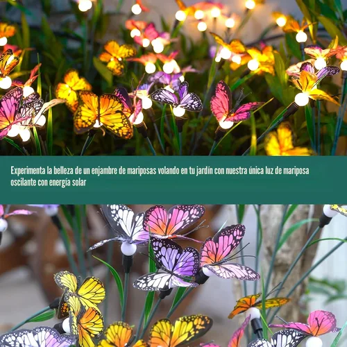 Vista 7 de TONULAX Luces Solares de Jardín - Luz de Mariposa Oscilante, Oscilando en el Viento, Luces Solares para Exteriores, Decoración de Jardín, Patio