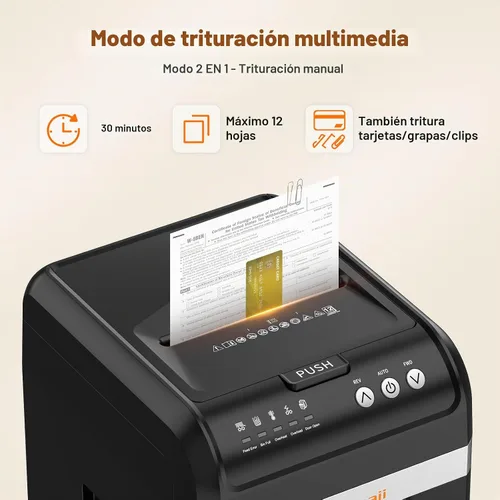 Vista 3 de Bonsaii Trituradora de papel resistente de micro corte de alimentación Carrera sin parar de 60 minutos, P4 de alta seguridad, antiatascos, 58dB