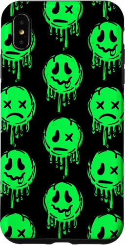 Vista 11 de Melting Happy Face Smile Trippy Sad Face Graffiti Green Case for iPhone 17
