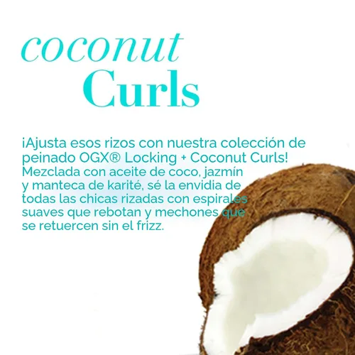 Vista 3 de OGX Locking + Coconut Curls - Mousse cremoso decadente, 7.9 onzas