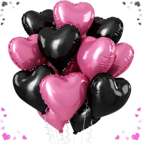 Vista 23 de Globos de corazón azul, dorado y blanco, 18 pulgadas, globos de papel de aluminio azul bebé y crema, 12 piezas, globos de helio en forma de corazón