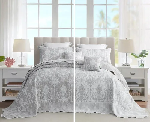 Vista 10 de Edredón extragrande para cama King, diseño de patrón damasco matelasse de jacquard, ligero, reversible, 5 piezas, 100% microfibra, pasta de frijol