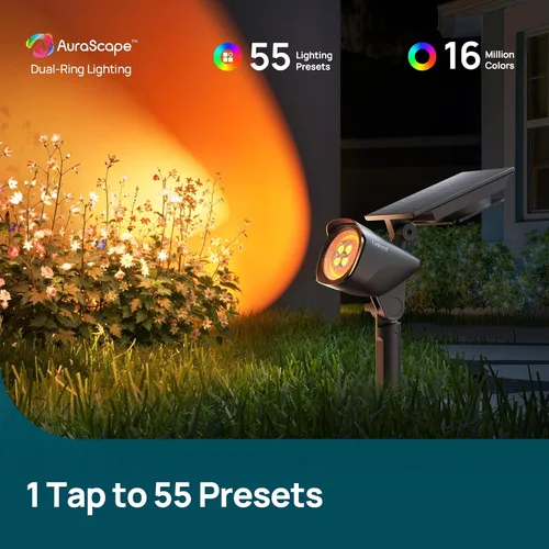 Vista 2 de Linkind Smart Solar Spotlights SL6C, Dual Ring Halloween Lights Multicolor