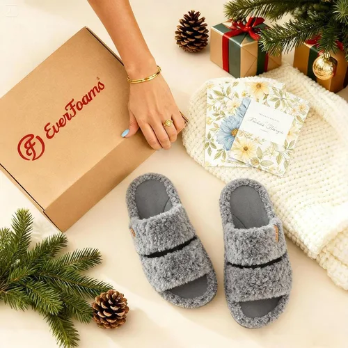 Vista 7 de EverFoams - Pantuflas de punta abierta para mujer, suaves y cómodas, de espuma viscoelástica, para interiores