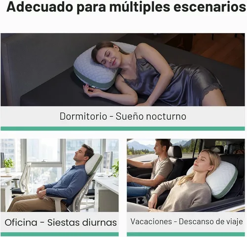 Vista 8 de Novilla Tencel - Almohada curvada para dormir lateral para aliviar el dolor Almohada ajustable CertiPUR-US de espuma viscoelástica triturada