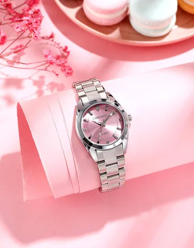 Vista 4 de CHRONOS Relojes para mujer, reloj de pulsera impermeable para niñas, reloj de pulsera de acero inoxidable plateado, reloj de pulsera de cuarzo