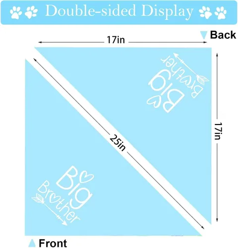 Vista 5 de Pañuelos para Perros Big Sister Big Brother, Bandana Ajustable de Doble Cara para Mascotas para Anuncio de Embarazo, Bufanda Triangular para Perros