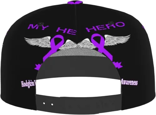 Vista 3 de My Hero is Now My Angel Hodgkin Lymphoma Cancer Awareness Baseball Cap Four-Sided Printing Flat Bill Brim Cool Hip Hop Trucker Hat Men Women