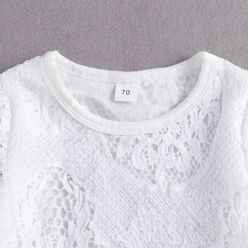 Vista 4 de Ropa de bebé para niña, conjunto de ropa de encaje, top+jeans