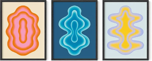 Vista 60 de HAUS AND HUES - Arte de póster Bauhaus - Juego de 3 arte de pared abstracto moderno, pósteres vintage e impresiones, arte de pared azul y amarillo