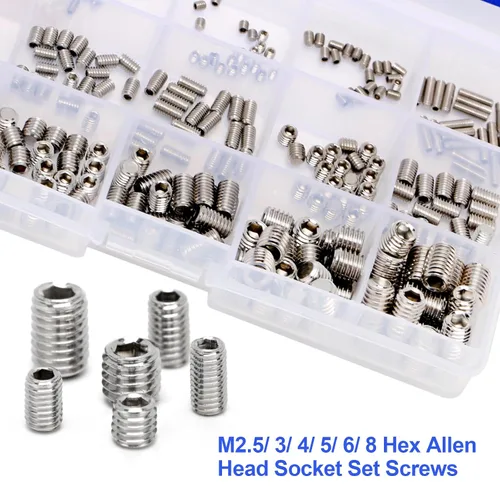 Vista 3 de Juego de tornillos surtidos, 300 piezas de tornillos hexagonales de cabeza Allen, kit surtido de tornillos con unidad hexagonal interna, tornillos