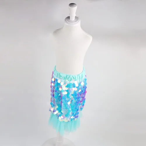 Vista 2 de HOOLCHEAN Falda de sirena con lentejuelas y cola de pez para niñas pequeñas