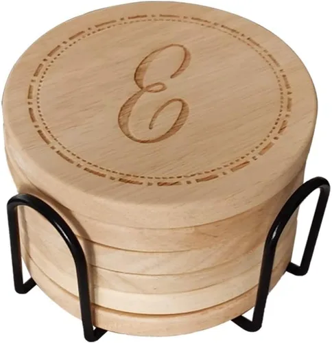 Vista 20 de Posavasos de madera personalizados para bebidas, grabado personalizado, monograma, grandes regalos para familiares, amigos o para ti mismo