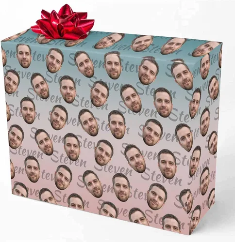 Vista 20 de M YESCUSTOM Papel de regalo con fotos personalizadas, papel de regalo para el Día de la Madre, Día del Padre, cumpleaños, Navidad