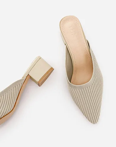 Vista 3 de TIJN - Sandalias de tacón bajo con punta aguda para mujer, sandalias gruesas de tacón bajo, transpirables, tejido de punto de rejilla (Helka)