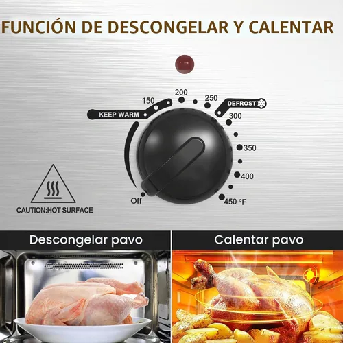 Vista 6 de Sunvivi Horno Tostador Eléctrico de 20 QT con Tapa de Autohilvanado, 3 Compartimentos y Función de Mantener Caliente, Control de Temperatura