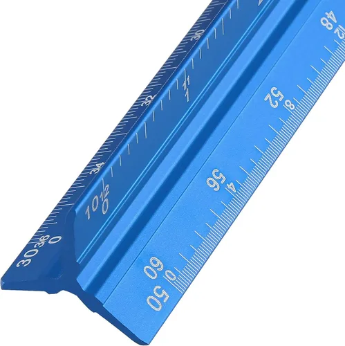 Vista 8 de Regla de escala para ingenieros de 12 pulgadas, regla triangular de ingeniería de aluminio sólido con grabado láser, herramienta de dibujo