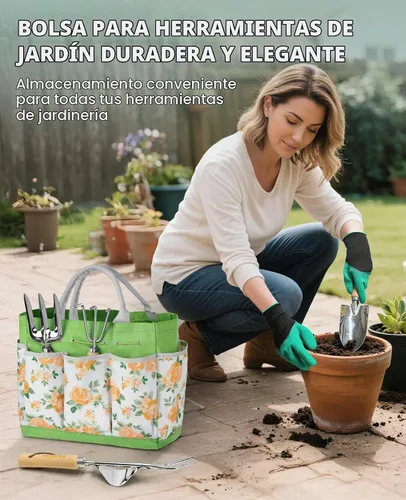 Vista 4 de Juego de herramientas de jardín para mujeres - Kit de 10 piezas de herramientas de jardín de acero inoxidable resistente con mango ergonómico
