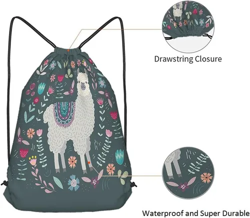 Vista 5 de Bolsas con cordón de llama, mochila y bolsa de gimnasio con cordón, Multi-a178, Mochilas de viaje