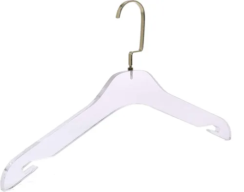 Vista 10 de HomeCube USA - Perchas de acrílico transparente con ganchos dorados, diseño Lucite resistente, elegante y resistente para suéteres, trajes