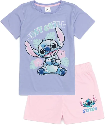 Vista 3 de Disney Lilo And Stitch - Conjunto de 2 pijamas para niñas, diseño animado de alienígena, pantalones cortos, ropa de dormir