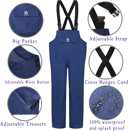 Vista 4 de Rizzon Traje de lluvia de pesca para hombre, impermeable, para vela, pantalones con capucha