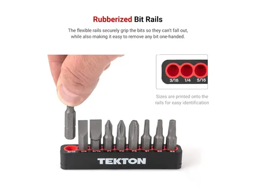 Vista 4 de TEKTON Juego de brocas hexagonales de 1/4 pulgada con riel, 9 piezas (2-6 mm) DZX93002
