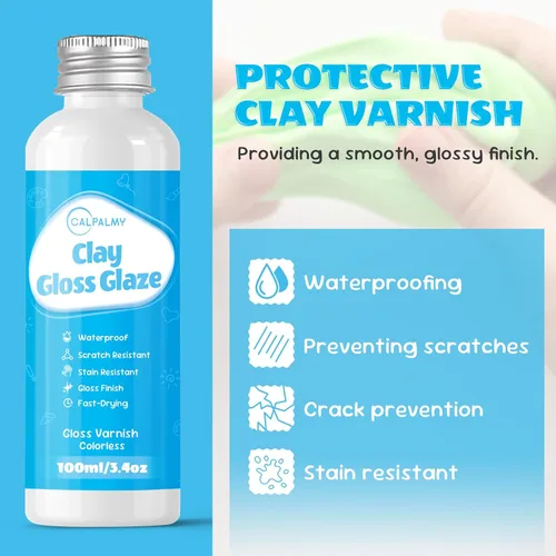 Vista 8 de Caly and Glaze Kit de barniz – 10.58 oz de arcilla de espuma moldeable para cosplay (blanco) de alta densidad y 3.4 fl oz de esmalte brillante kit