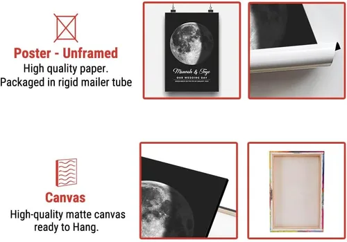 Vista 4 de TM TEEMAN Imagen personalizada de fase lunar – Arte personalizado de fase lunar This is What The Moon Looked like – Regalos personalizados de fase