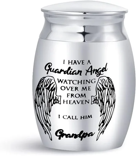 Vista 10 de Auntie Guardian Angel Mini Urnas de cremación para cenizas humanas, portátil, tamaño pequeño, de acero inoxidable, recuerdo, regalos funerarios