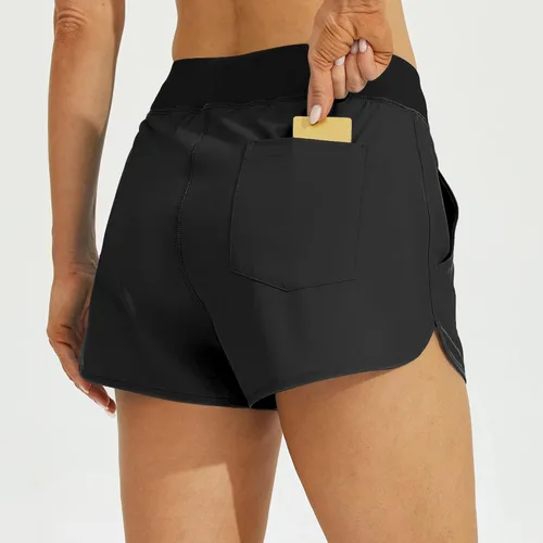 Vista 2 de Willit Pantalones cortos de natación de secado rápido para mujer de 3 pulgadas con forro de breve UPF 50+