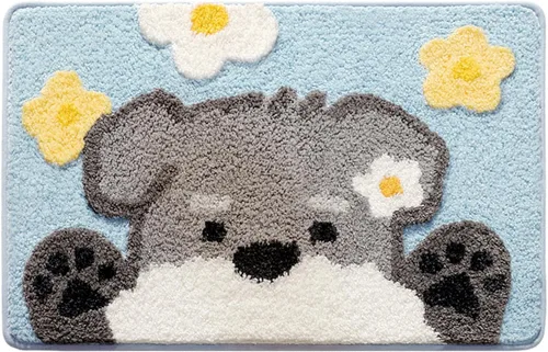 Vista 11 de Ankah Dog Series - Alfombra de baño de la colección de animales Shiba y Corgi, felpa suave y peluda, antideslizante, altamente absorbente, lavable a