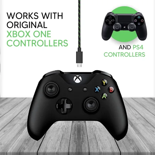 Vista 3 de TALK WORKS Controller Charger Cord for Xbox One - 2 Pack 10 ft Nylon Braided Micro USB Charging Cable - Also Android Compatible with Samsung Galaxy